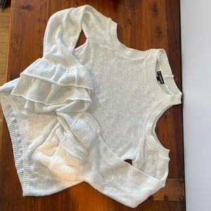 White Sweater Flare Sleeves & Cut-out Shoulders